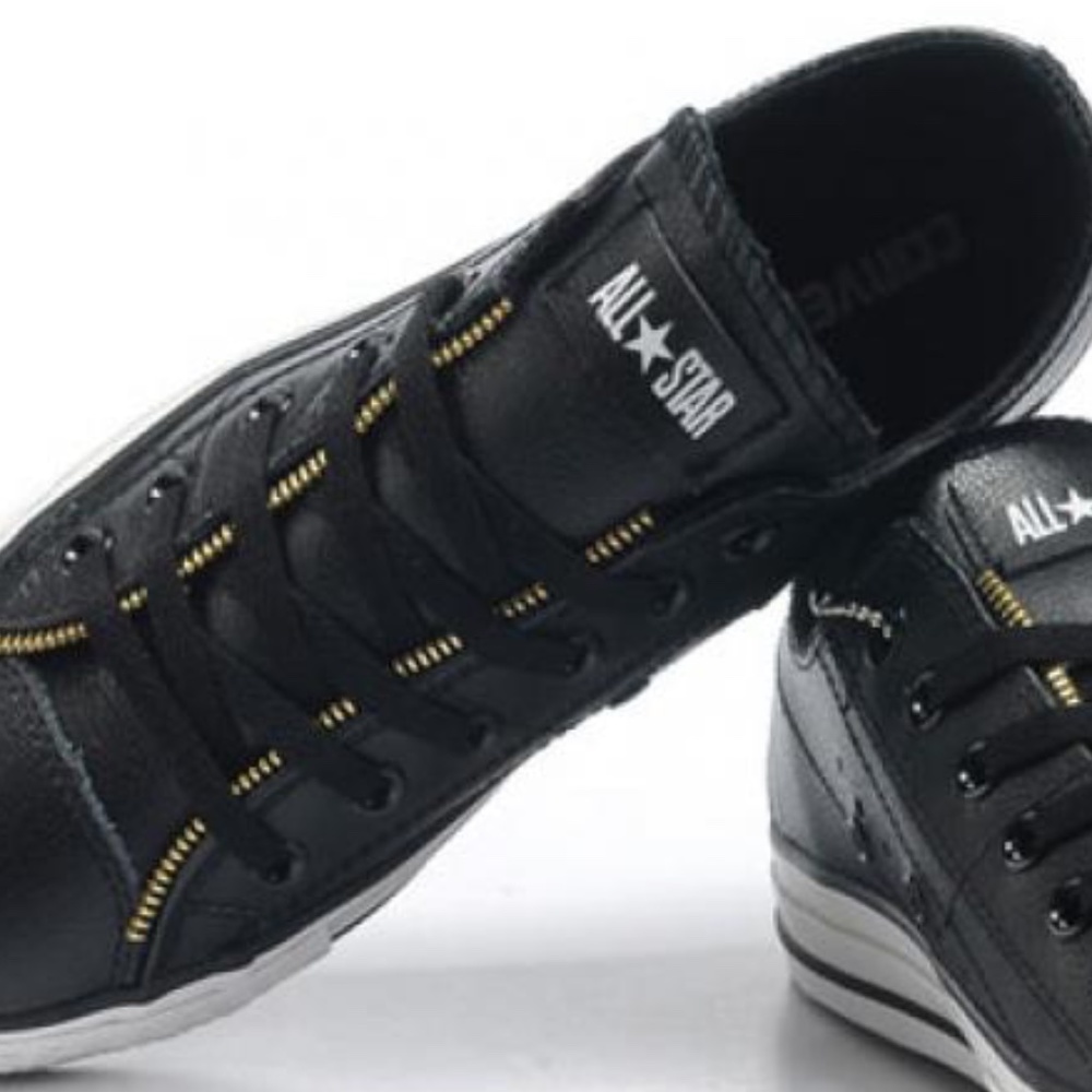 Converse John Varvatos Black Leather Unisex Low Tops (M7/W9)